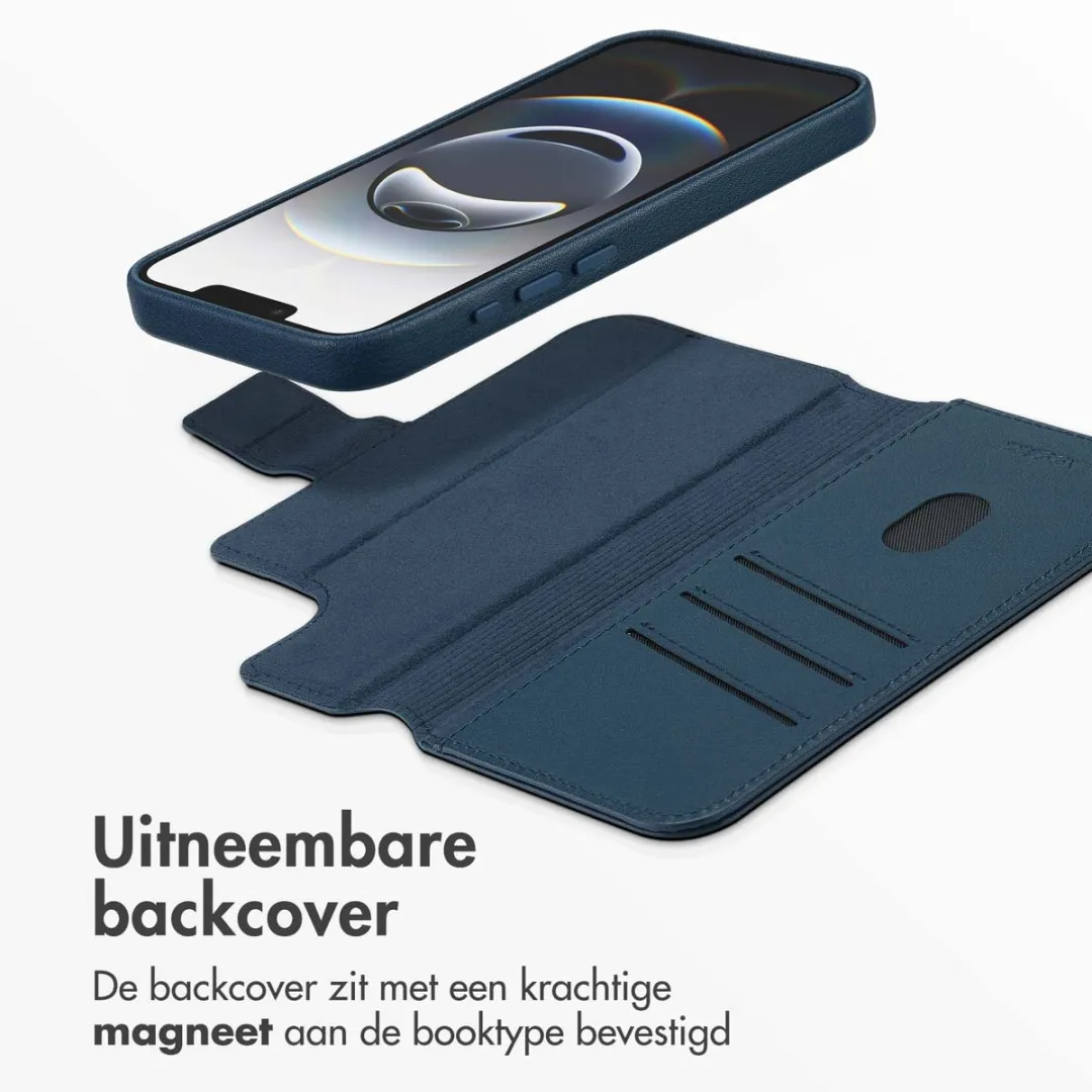 Accezz Hoesje iPhone 16e Leather Bookcase 2-in-1 Nightfall Blue - 3 Pasjes