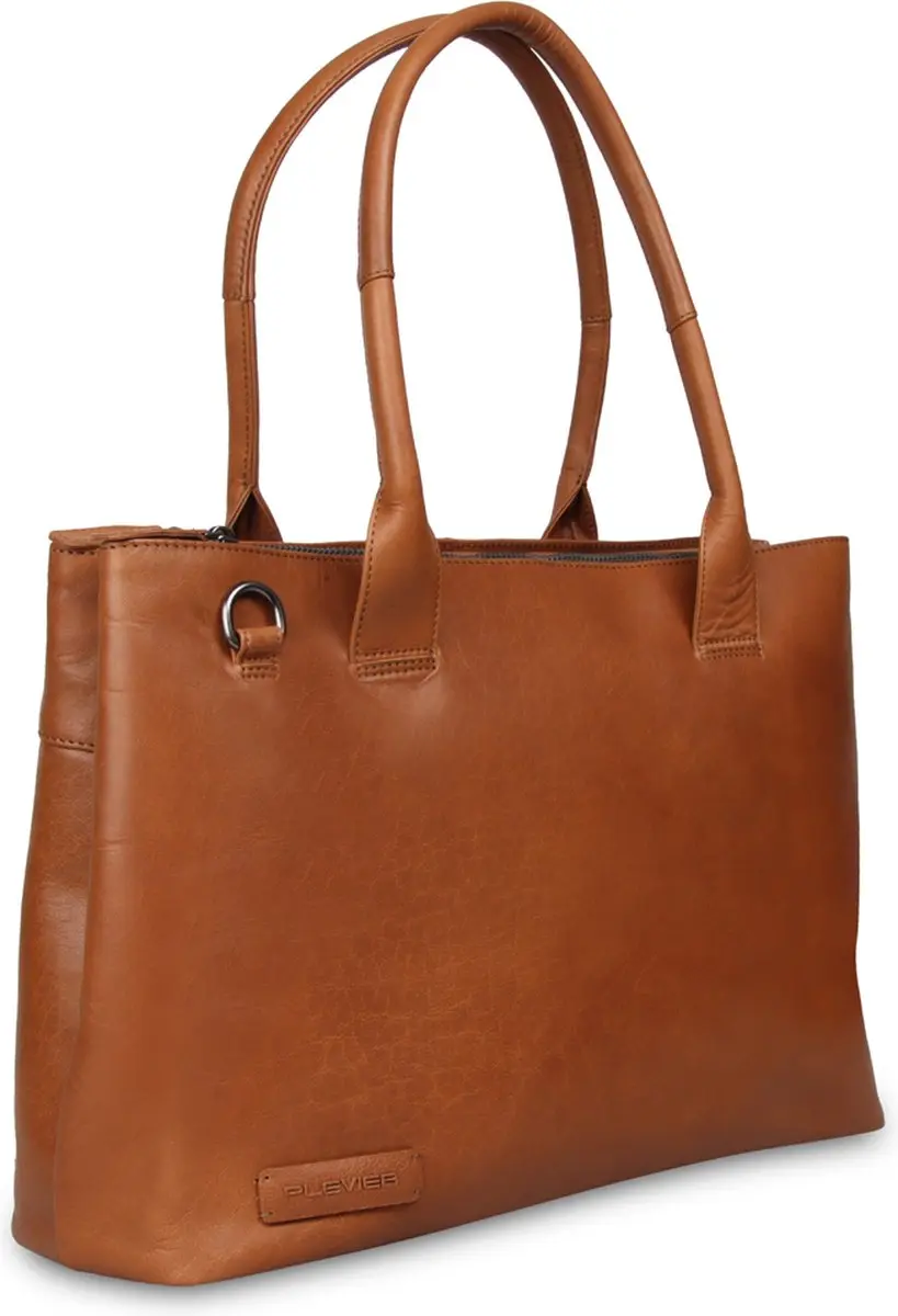 Plevier Amber Damestas 15.6 inch - 2 Vaks - Cognac - afbeelding 2 van 6