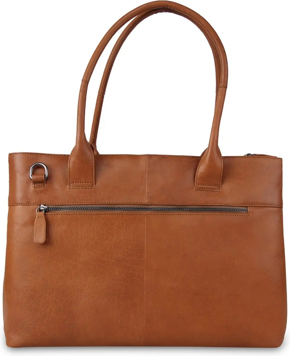 Plevier Amber Damestas 15.6 inch - 2 Vaks - Cognac - afbeelding 3 van 6