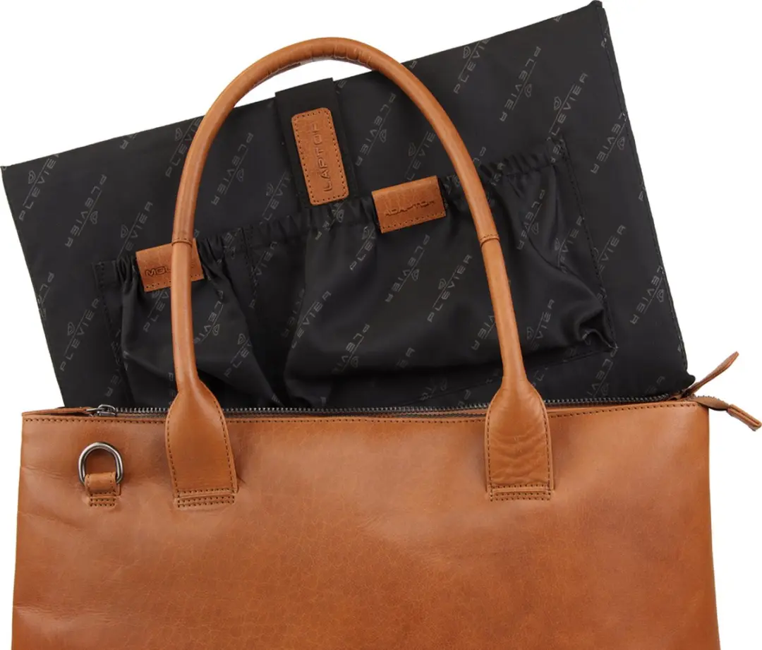 Plevier Amber Damestas 15.6 inch - 2 Vaks - Cognac - afbeelding 5 van 6