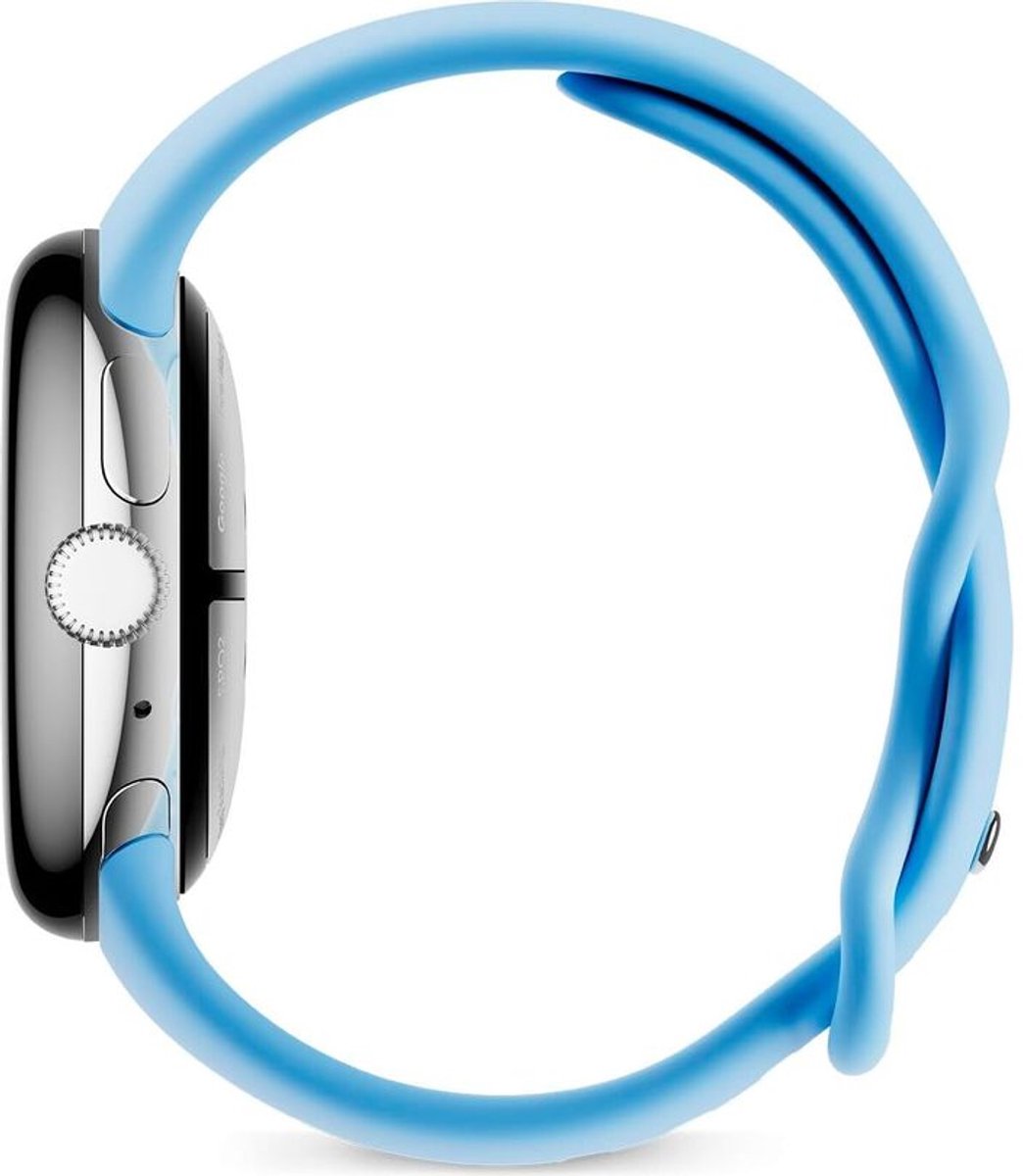Google Pixel Watch 2 – Zilverkleurige kast – Blauw sportbandje – GPS – 5ATM – Fitbit functies – 24u batterij – AMOLED scherm