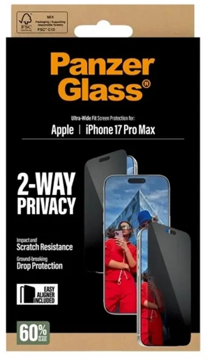 PanzerGlass PG75492 Screenprotector iPhone 17 Pro Max - Privacy - Zwart - afbeelding 6 van 6