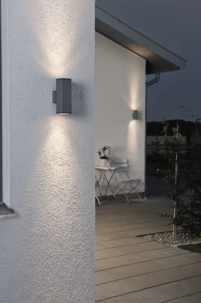 Konstsmide 7907 - Wandlamp - Monza wandspot twin square 20cm 230V GU10 - zilver