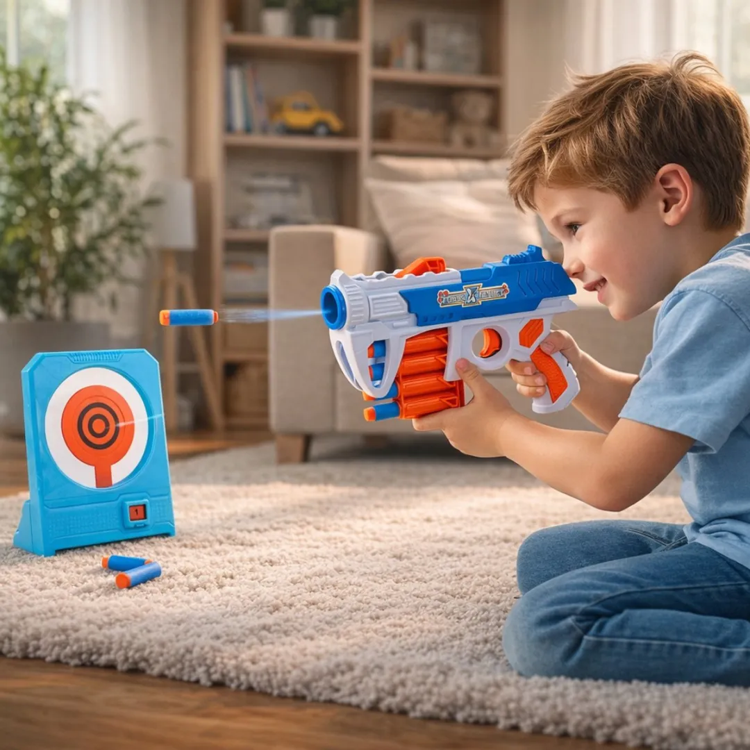 Eddy Toys Bullseye Doelspel - Dartpistool met Foam Darts en Doelwit - Meerkleurig