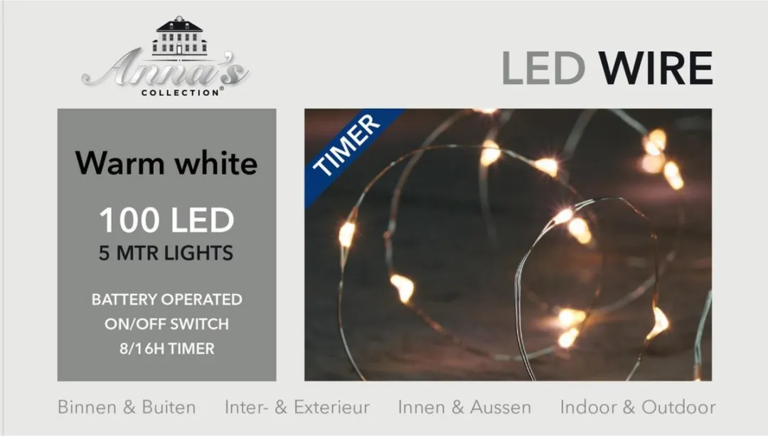 Anna's Collection Kerstverlichting 5m - 100 lampjes - Zilver