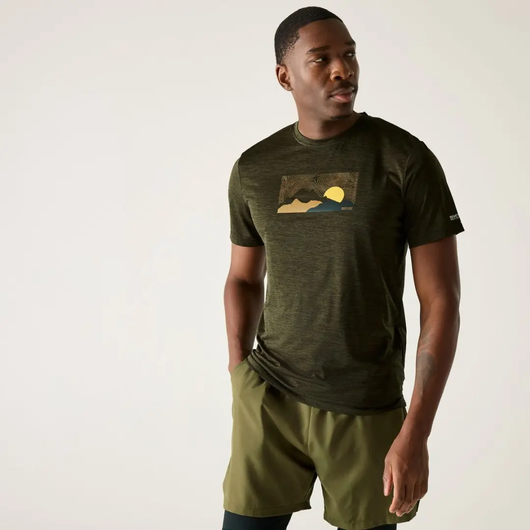 Heren Fingal T-shirt met korte mouwen en gemêleerde print