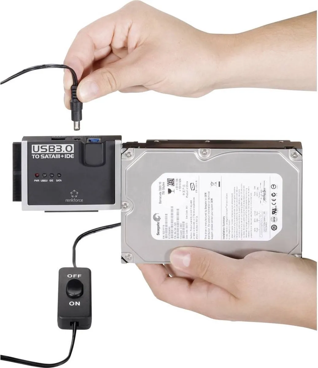 Renkforce HDD Adapter RF-3833988 IDE/SATA - USB 3.0 - Zwart