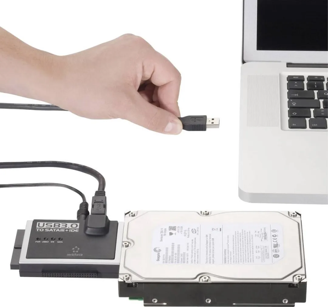 Renkforce HDD Adapter RF-3833988 IDE/SATA - USB 3.0 - Zwart