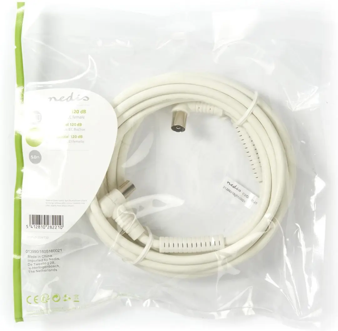 Nedis Coaxkabel IEC Male - IEC Female 5m - CSGP40120WT50 - Wit - afbeelding 2 van 5
