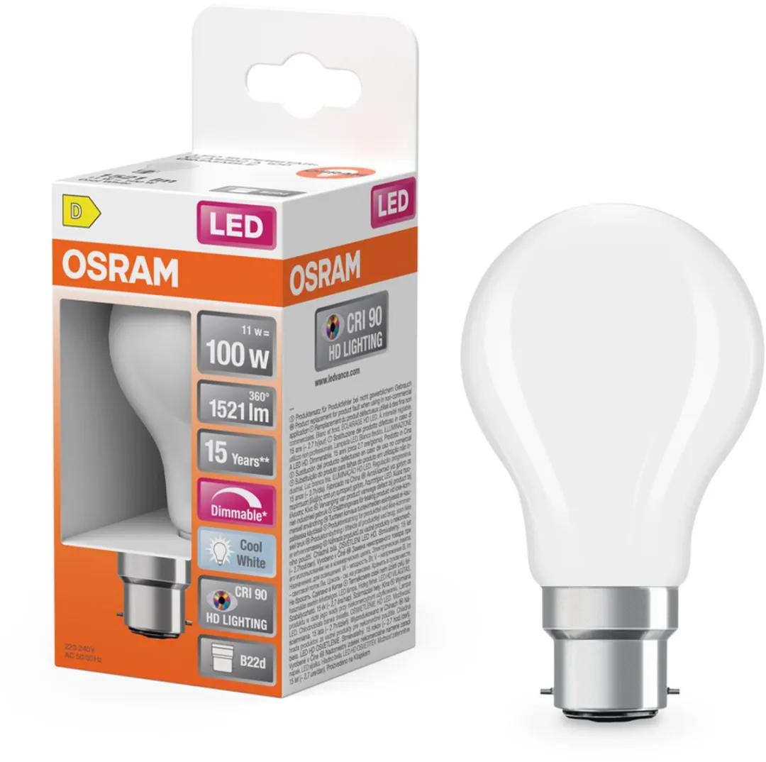 Osram Superstar LED Lamp B22d Mat Koelwit 11W 1521 Lumen
