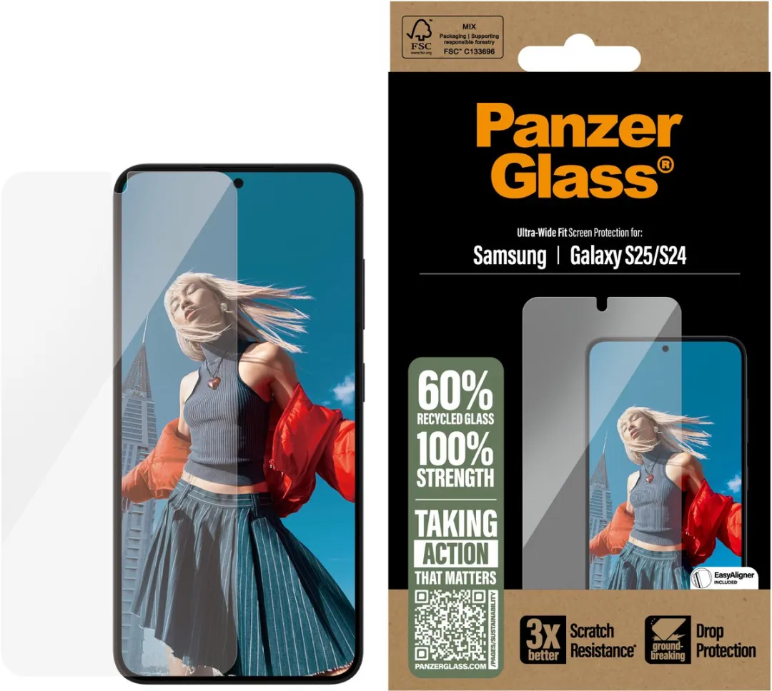 PanzerGlass Ultra-Wide Fit Screenprotector Samsung Galaxy S25 - Case Friendly