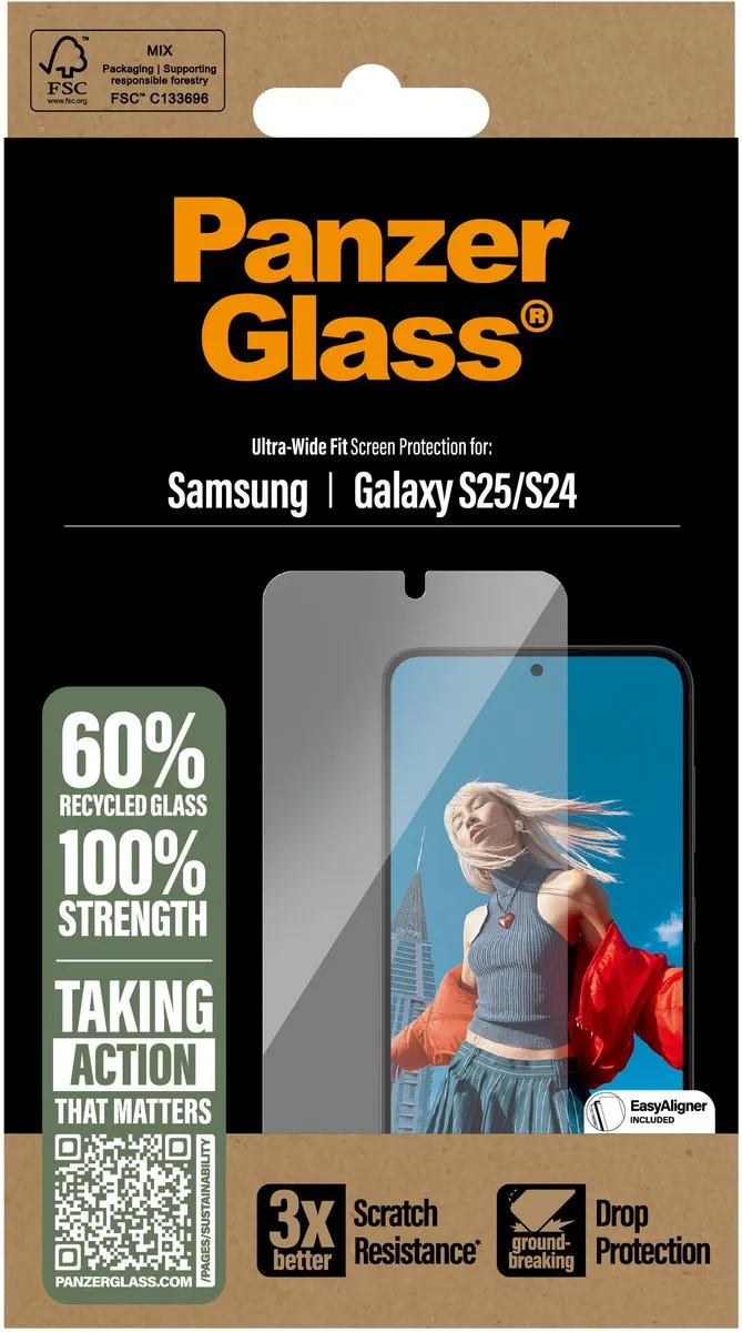 PanzerGlass Ultra-Wide Fit Screenprotector Samsung Galaxy S25 - Case Friendly