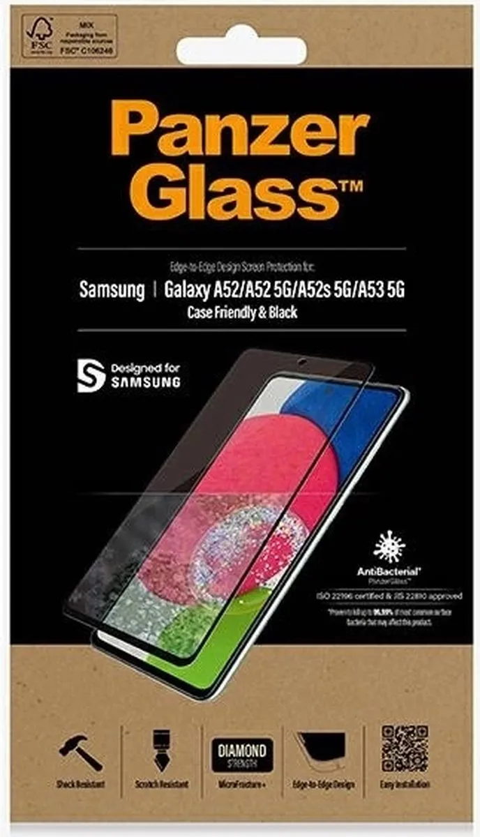 PanzerGlass PZ-7253 Screenprotector Samsung Galaxy A52 - Zwart