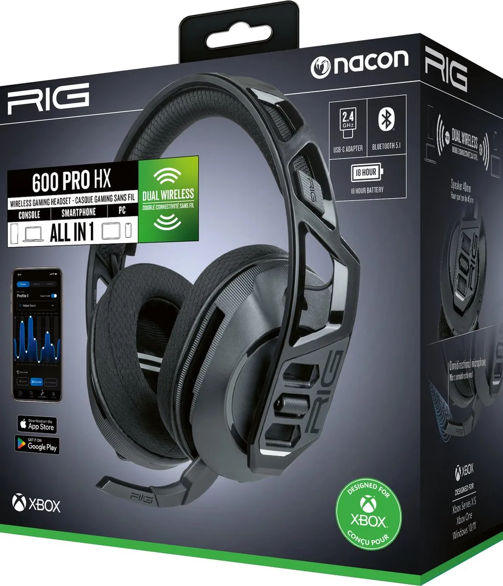 Nacon RIG 600 PRO HX Draadloze Gaming Headset - Xbox/PC/PS/Switch