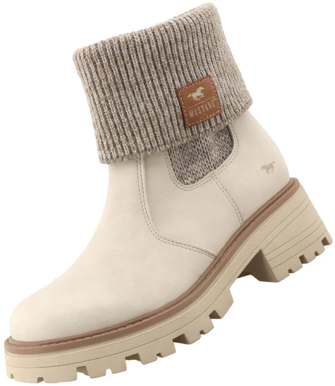 Mustang dames enkellaarsjes beige 36M0132004-ivory