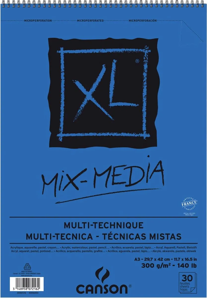 Canson XL Mix Media Aquarelblok A3 300g - 30 Vel - Blauw
