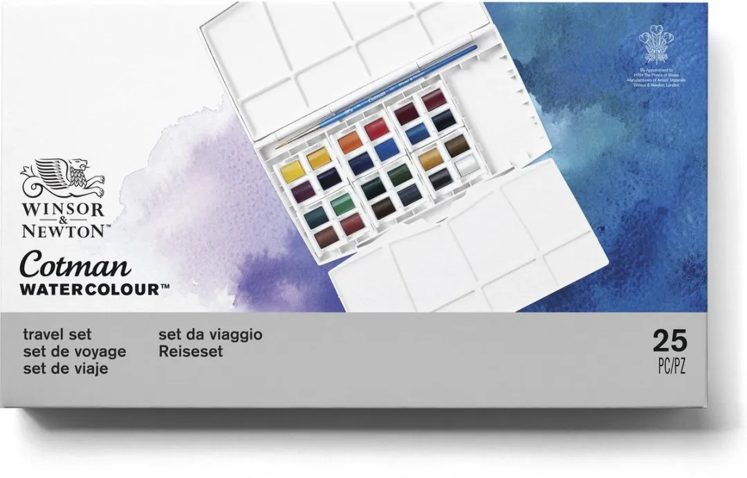 Winsor & Newton Cotman Travel Aquarelverfset 24 Halve Napjes