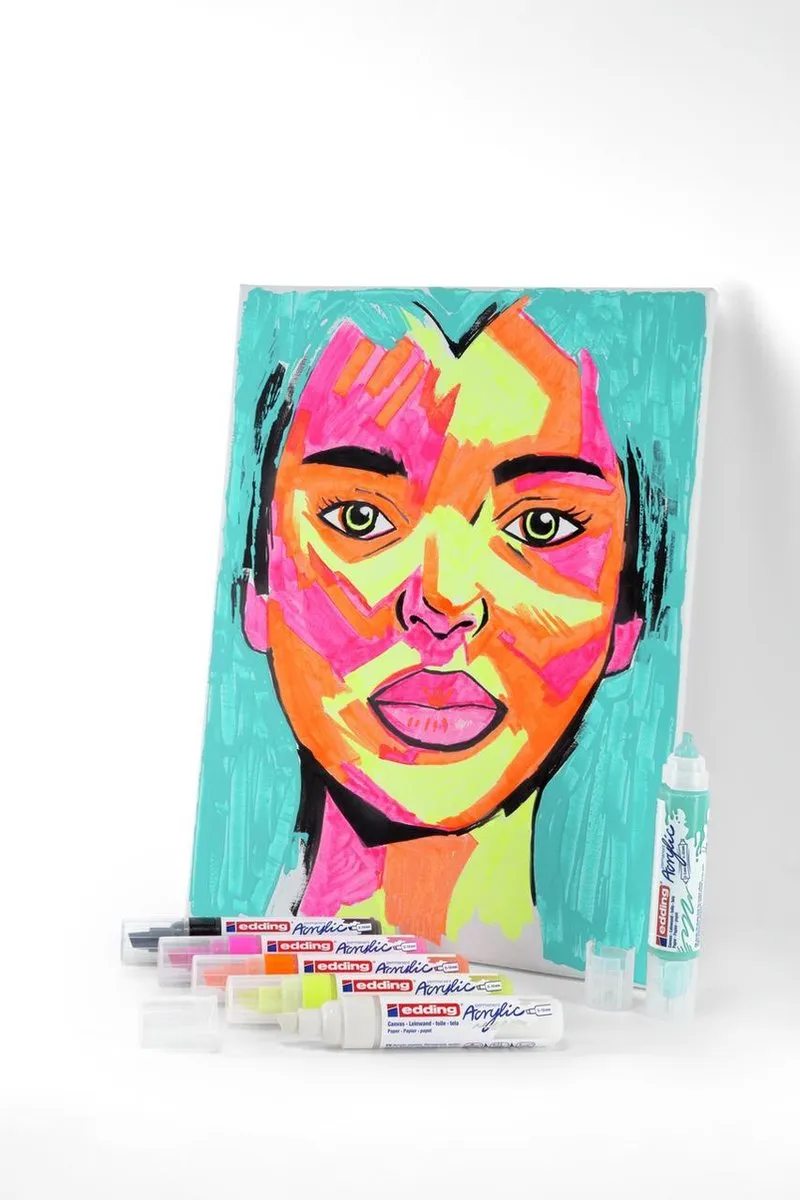 edding 5000 Acrylstiften - 5 Stuks - Neon Kleuren