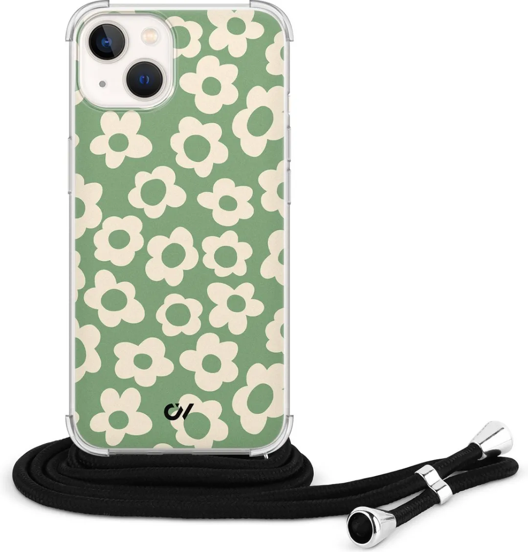 Casevibes Telefoonhoesje iPhone 13 Retro Cute Flowers Groen C/13/UV/016