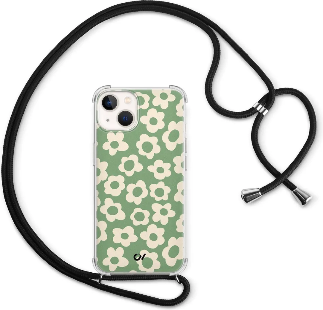 Casevibes Telefoonhoesje iPhone 13 Retro Cute Flowers Groen C/13/UV/016