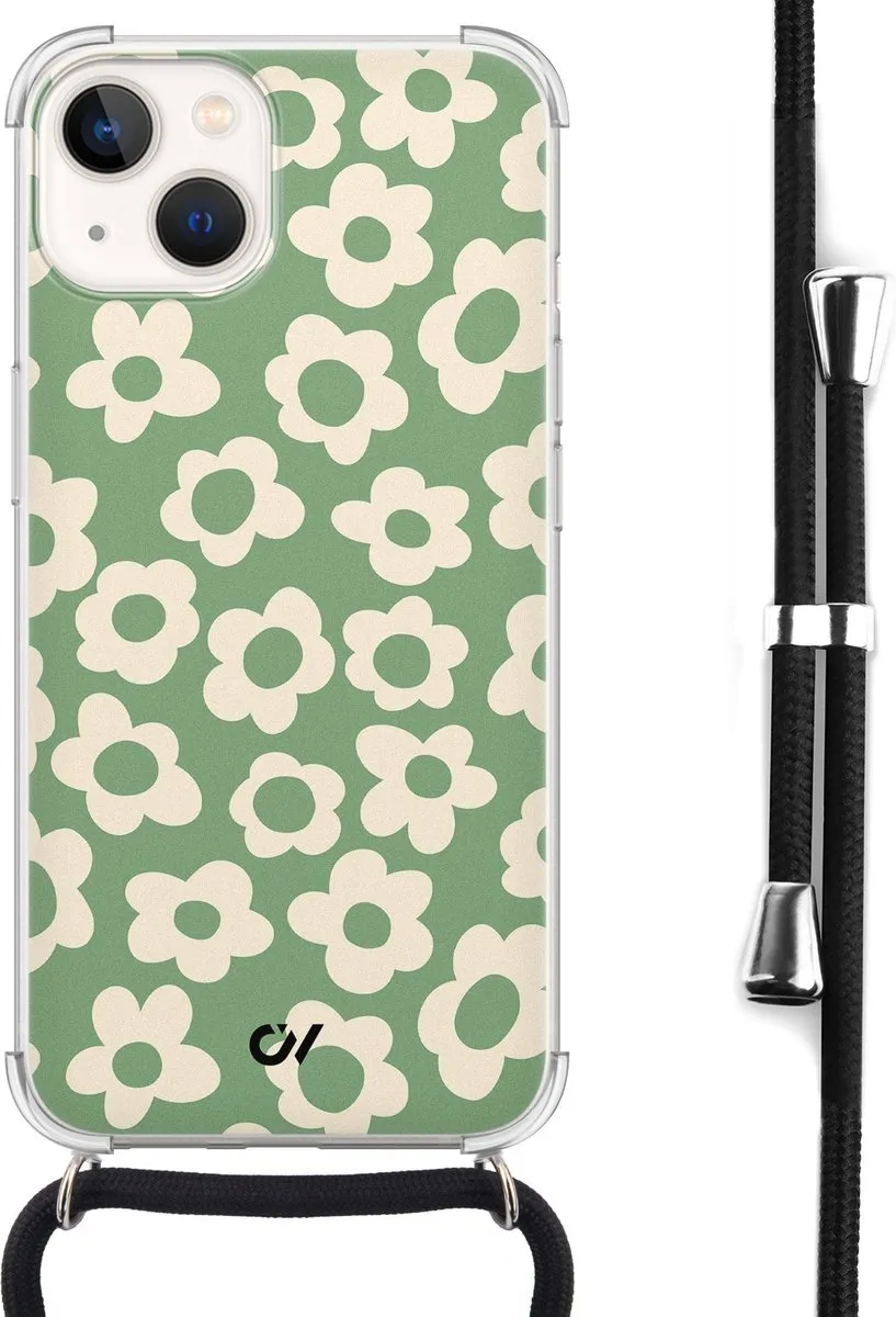 Casevibes Telefoonhoesje iPhone 13 Retro Cute Flowers Groen C/13/UV/016