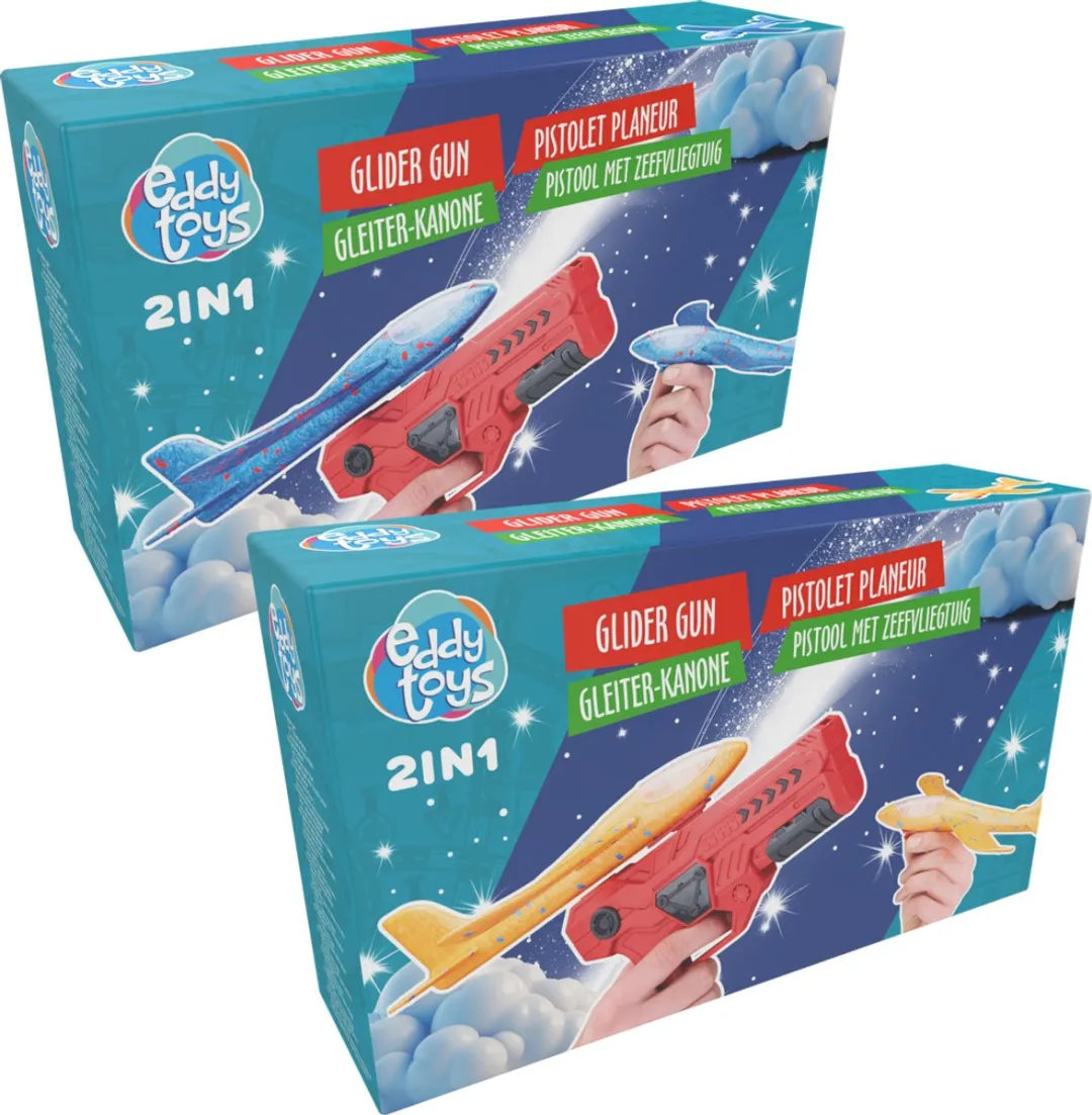Eddy Toys Glider Gun 2-in-1 Zweefvliegtuig Pistool - Meerkleurig