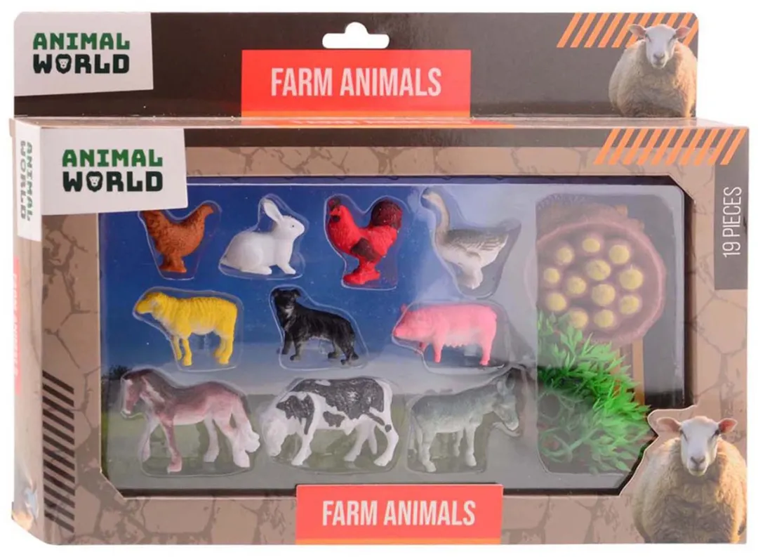 Johntoy Animal World Boerderij Dieren Speelset 19-delig - Multicolor