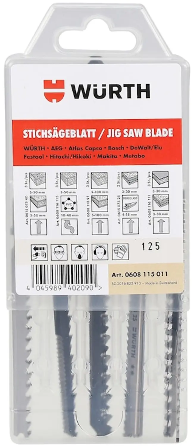 Würth Decoupeerzaagblad, assortiment, hout, 15-delig