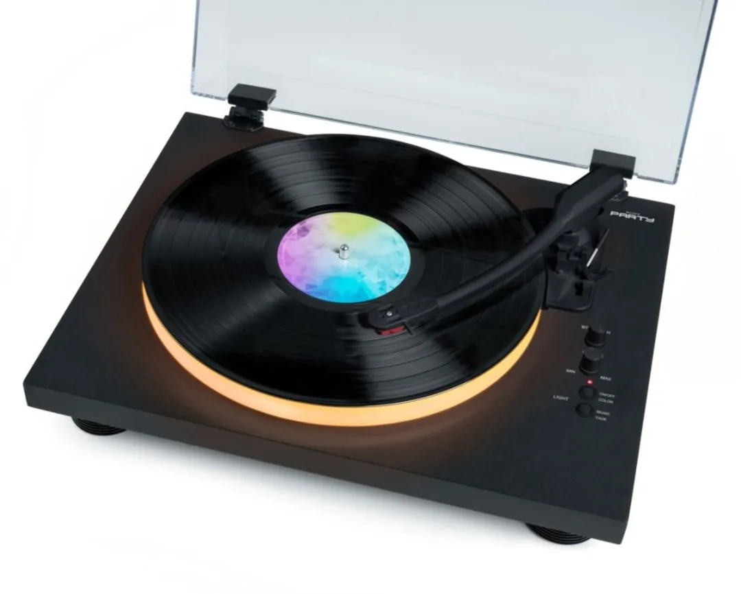 Bigben PARTYBTTDLIGHT Platenspeler - Bluetooth - Ledverlichting - Zwart
