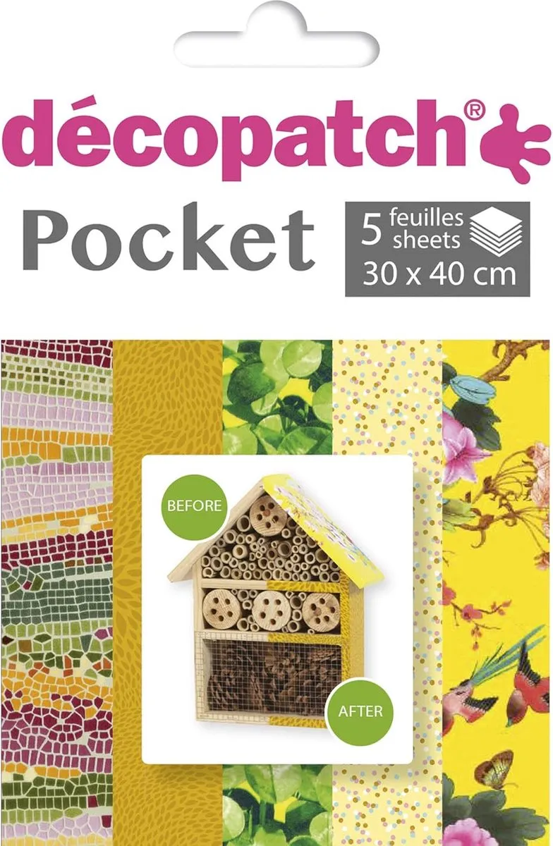 Decopatch Pocket No26 Bedrukt Papier 5 Stuks