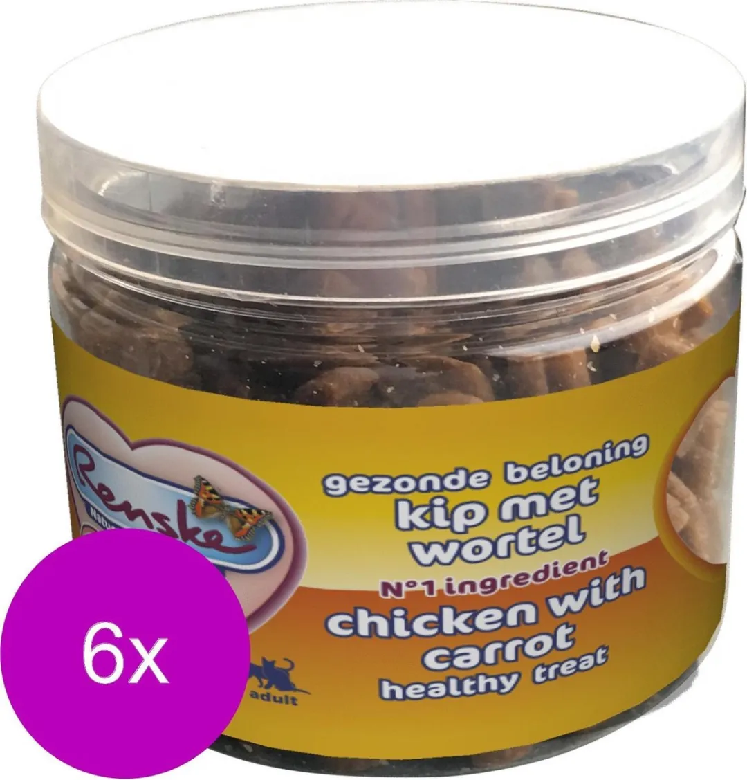 Renske Kat Beloning Hartjes Kip&Wortel - 6x100g