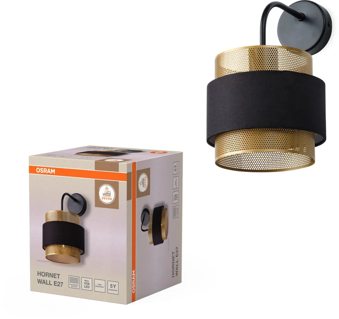 Osram Decor Hornet Wandlamp E27 - Zwart/Goud