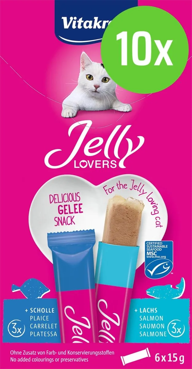 Vitakraft Kattensnack Jelly Lovers Zalm & Schol - 60 Stuks