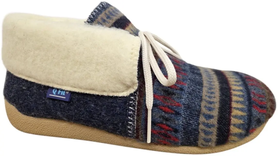 Q Fit Eskimo Combi Blue Pantoffels Dichte Sloffen Blauw Combi Textiel Dames