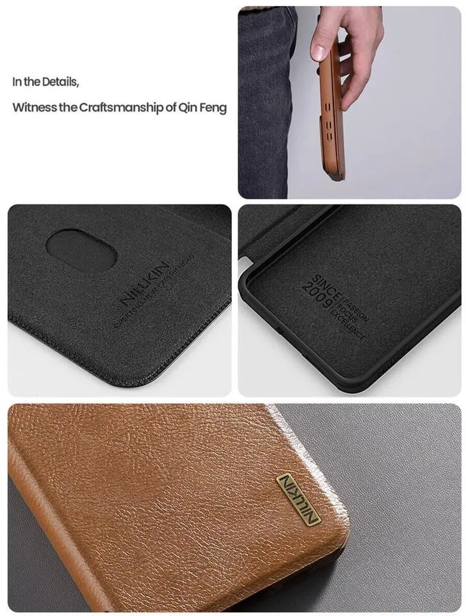 Nillkin Qin Pro Hoesje Samsung Galaxy S25 Edge - 2 Pasjes - Bruin - afbeelding 6 van 6
