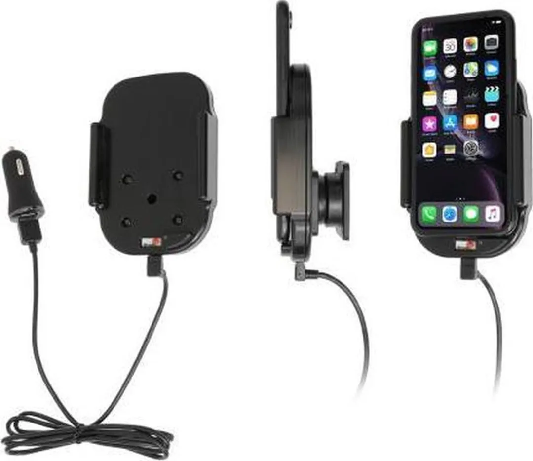 Brodit QI Houder iPhone XR/11 - 12V USB - Zwart