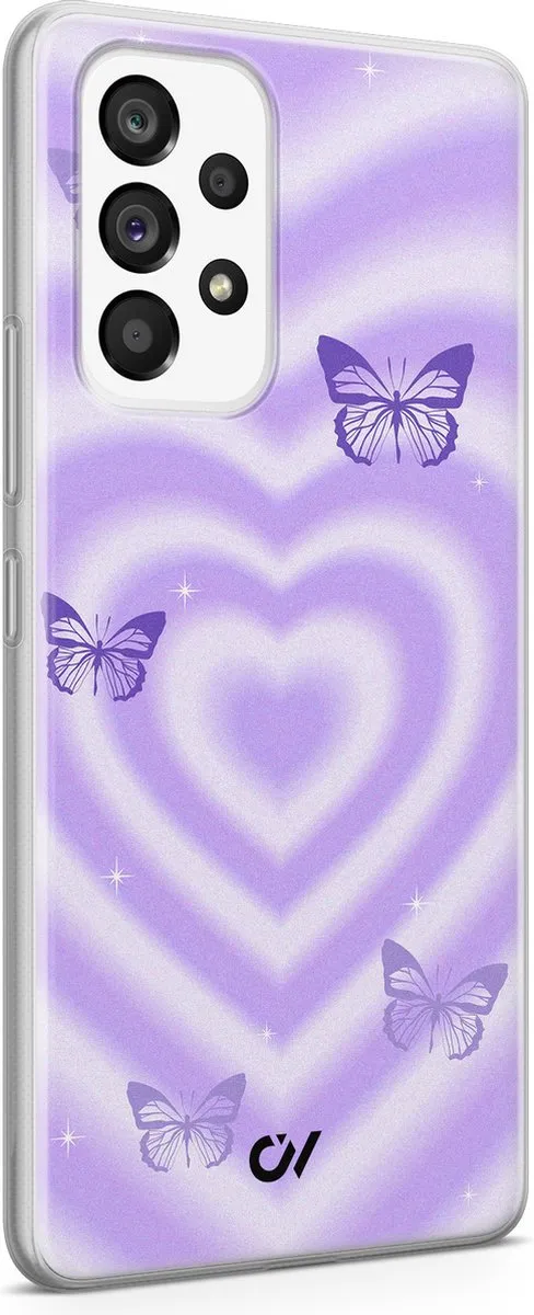 Casevibes Samsung Galaxy A53 Hoesje - Paars - Retro Hart Vlinder