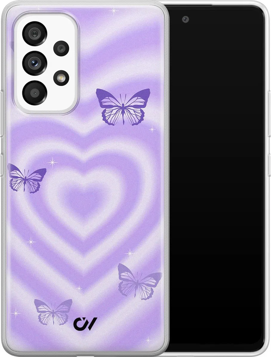 Casevibes Samsung Galaxy A53 Hoesje - Paars - Retro Hart Vlinder
