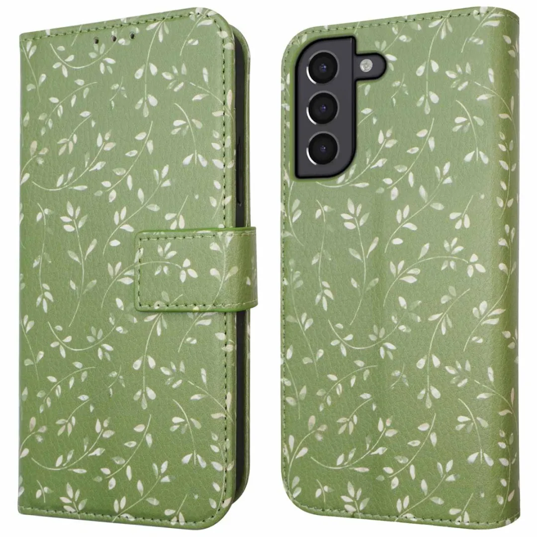 Imoshion Galaxy S21 Hoesje Green Flowers - 3 Pasjes