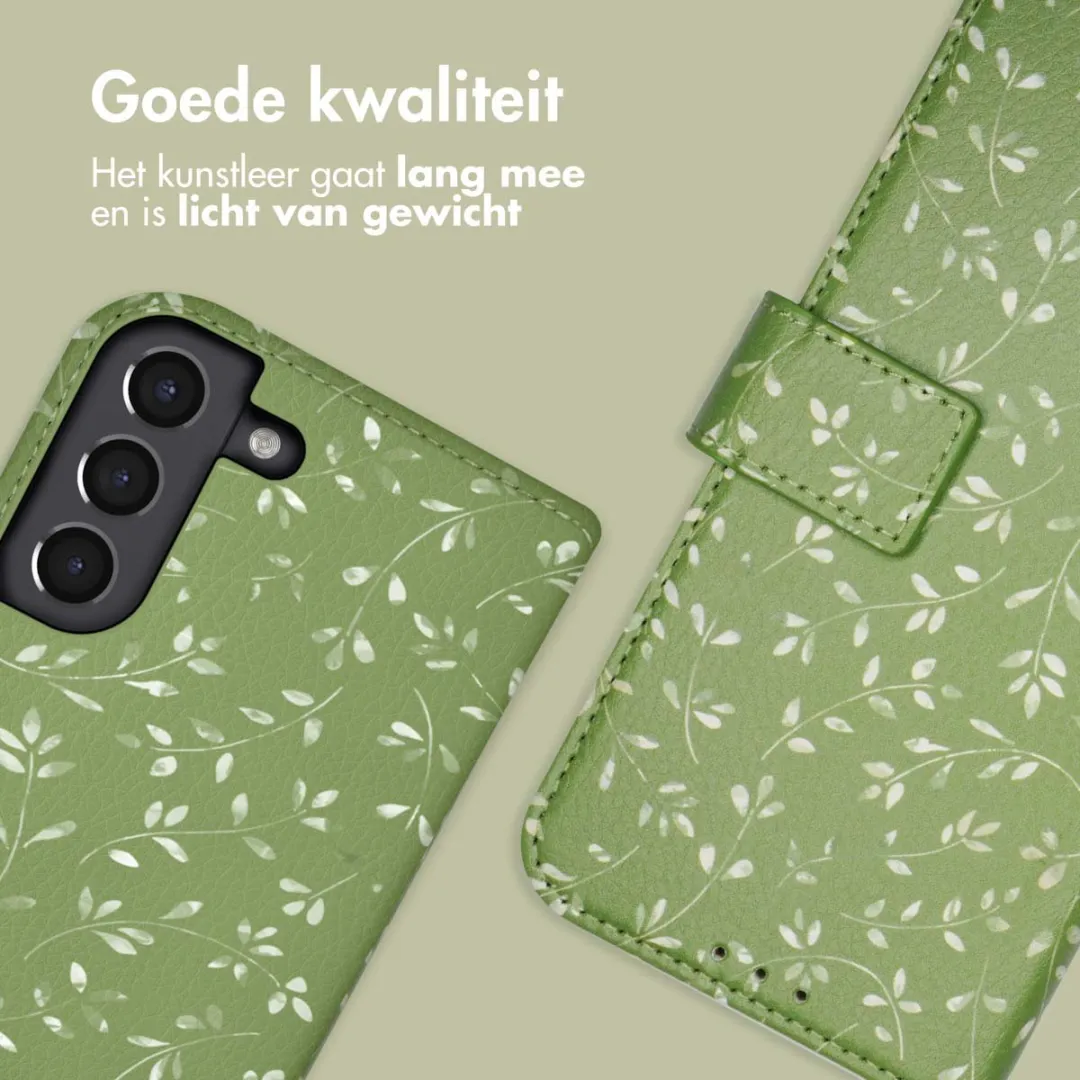 Imoshion Galaxy S21 Hoesje Green Flowers - 3 Pasjes