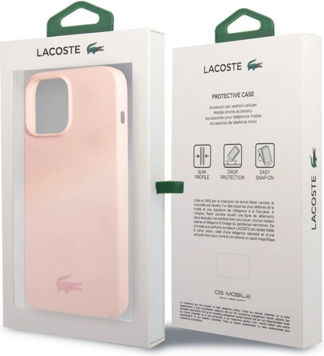 Lacoste Silicone Glossy Logo Hoesje - iPhone 13 Pro - Roze