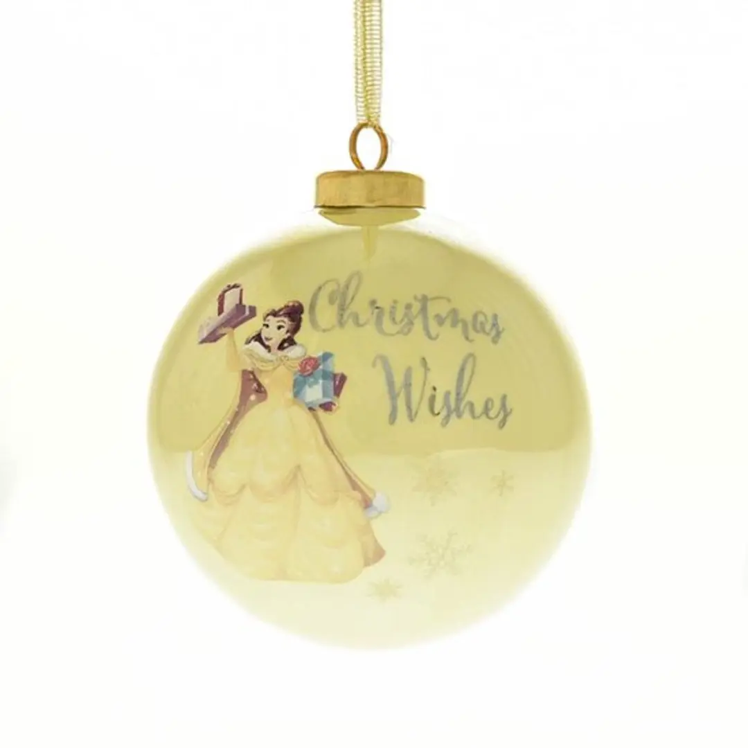 Disney Christmas, kerstbal keramiek Belle (geel)