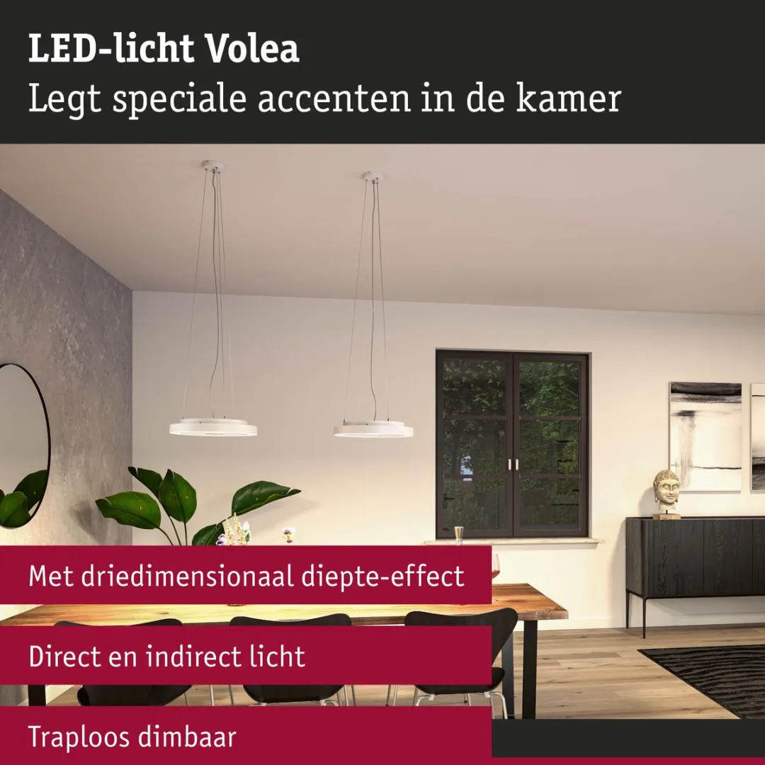 Paulmann Volea LED Plafondlamp 3000K 950lm - 32cm Wit, Zilver - afbeelding 6 van 6