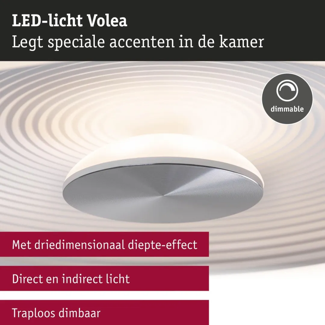 Paulmann Volea LED Plafondlamp 3000K 950lm - 32cm Wit, Zilver
