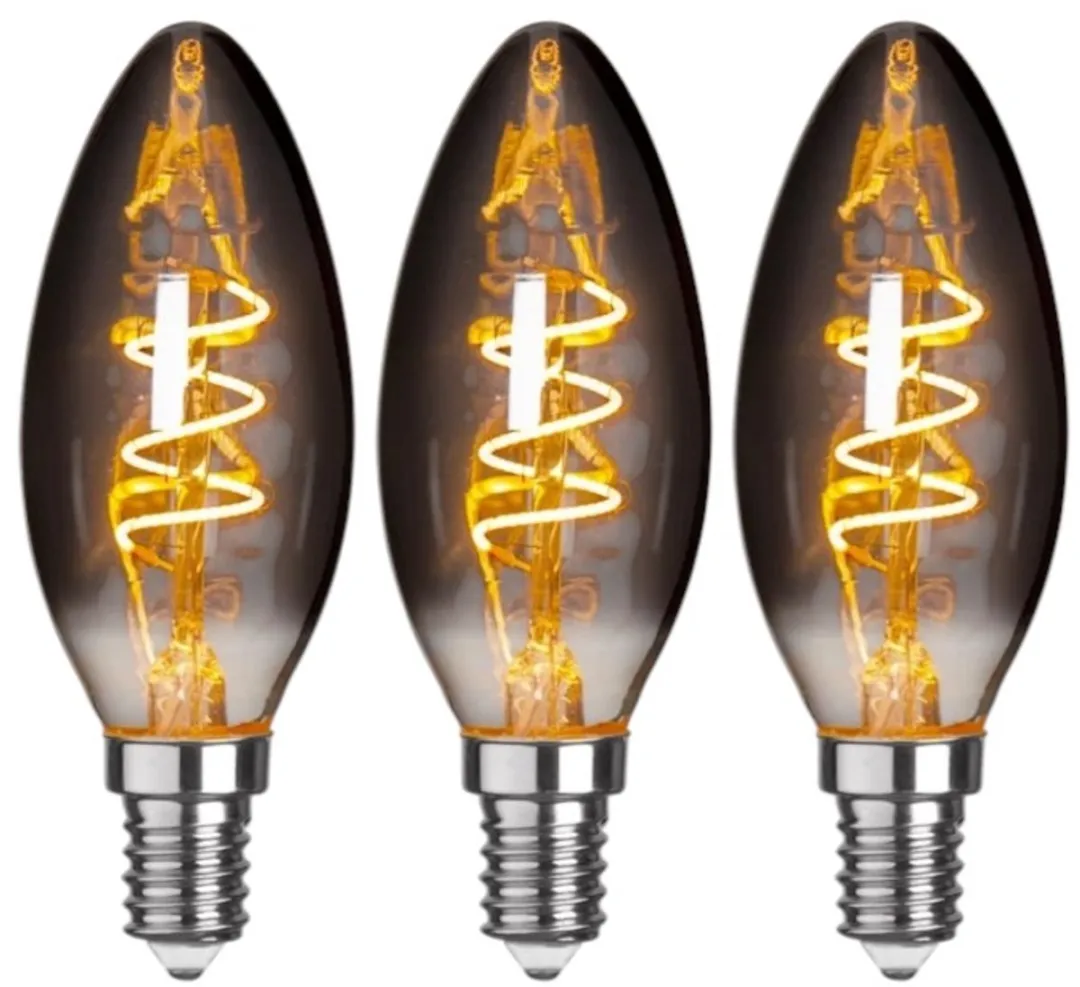 Star Trading Kaarslamp E14 3W Super Warm Wit - 3 Stuks - Rookglas