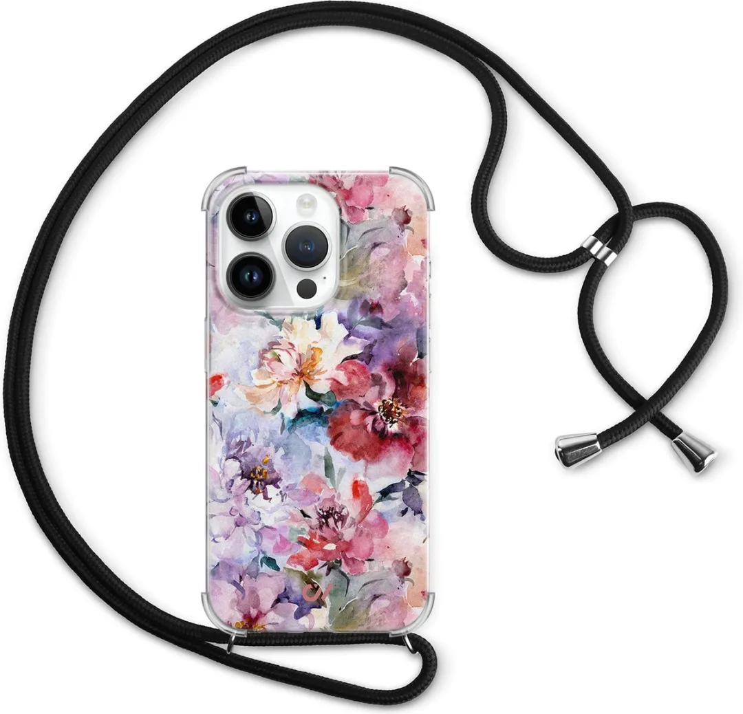 Casevibes Telefoonhoesje iPhone 14 Pro Bloemen Acryl Roze C/14P/UV/006
