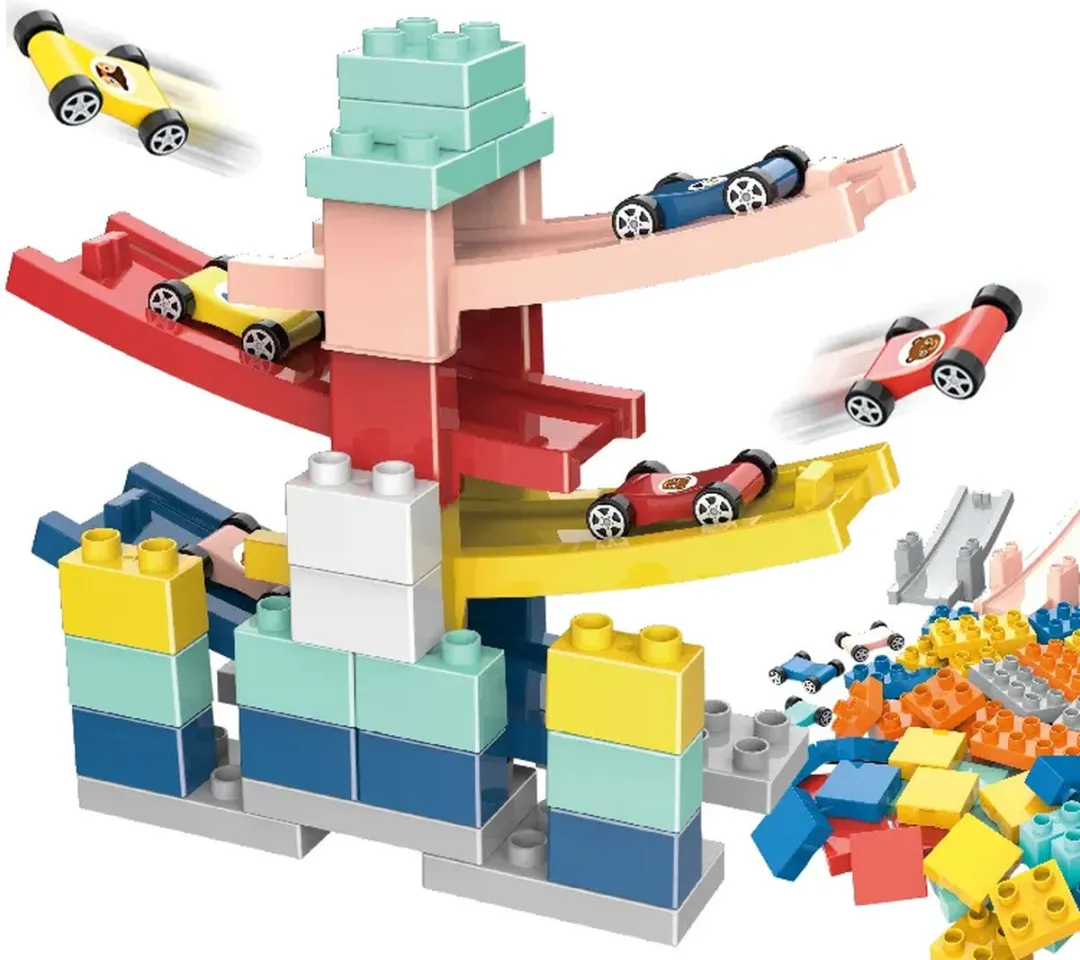 Racebaan Blokken 30 delig, Auto glijbaan 30 delig