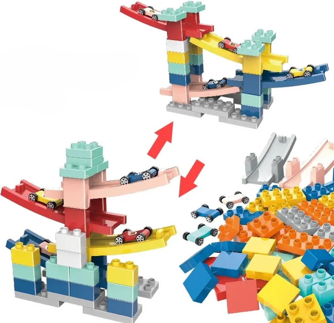 Racebaan Blokken 30 delig, Auto glijbaan 30 delig