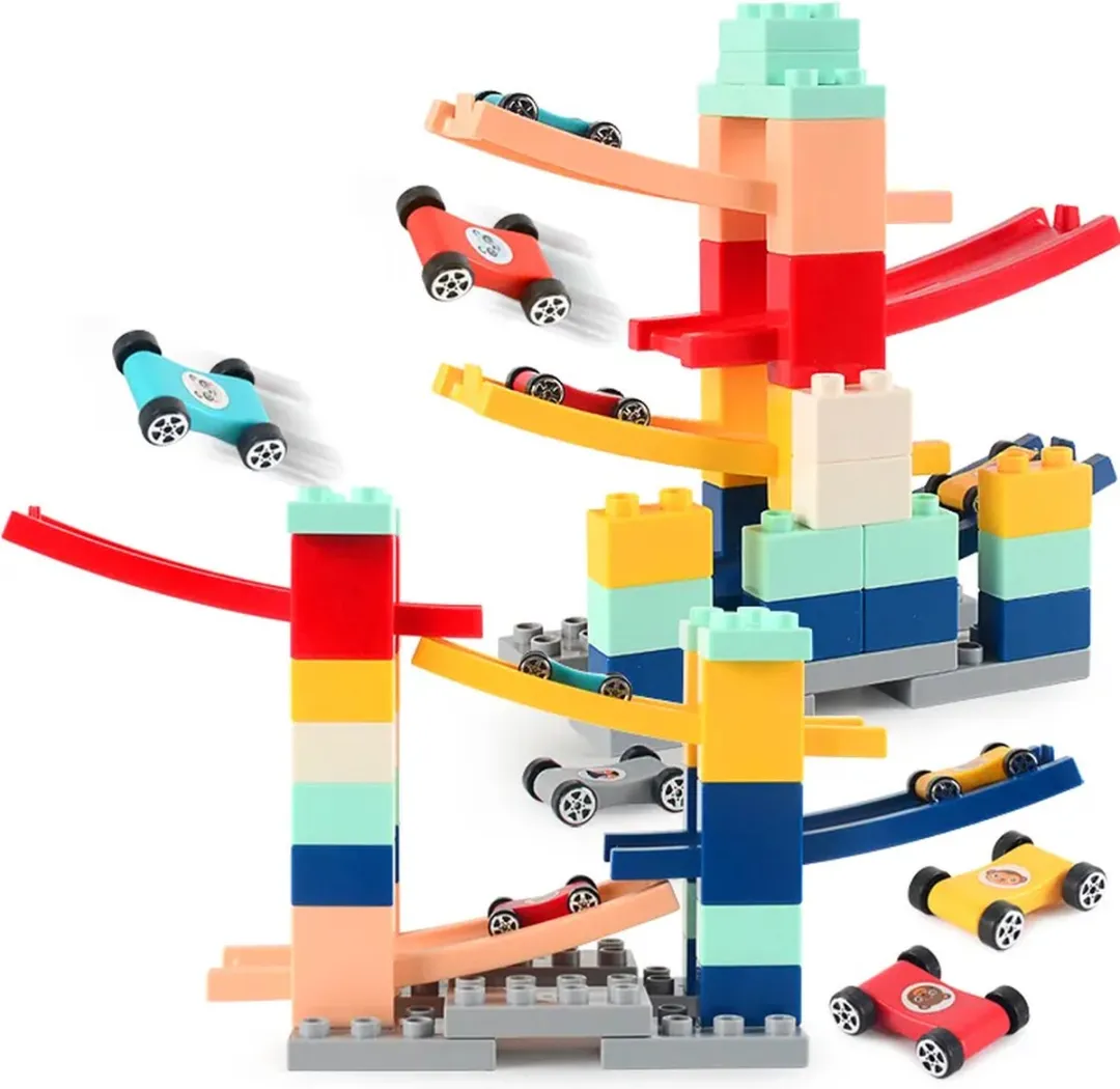 Racebaan Blokken 30 delig, Auto glijbaan 30 delig