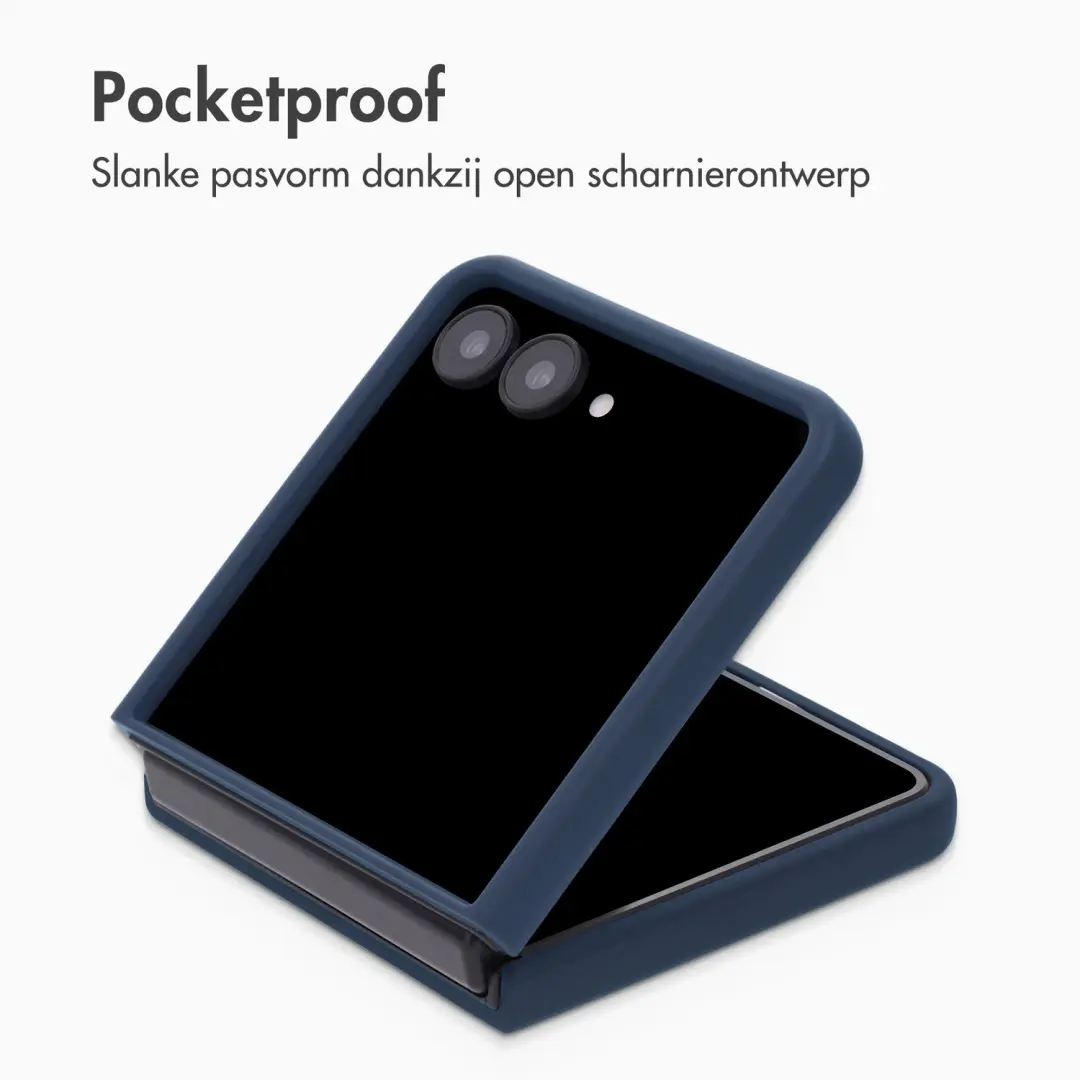 Accezz Galaxy Z Flip 8 Liquid Silicone Hoesje - Donkerblauw - afbeelding 4 van 6